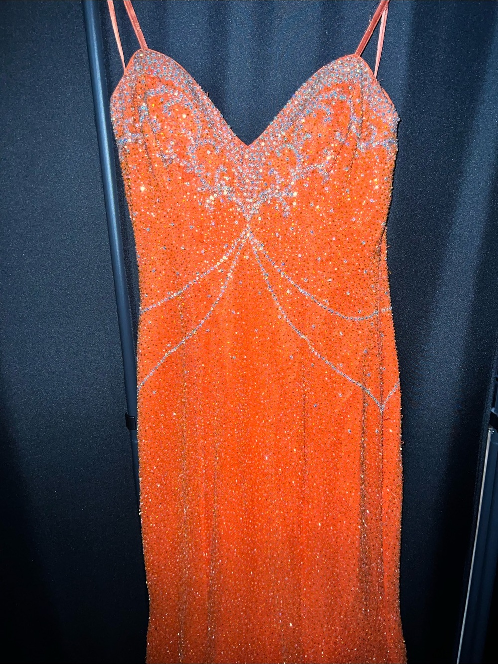 Claire’s Collection Beaded Orange Strapless Evening Gown